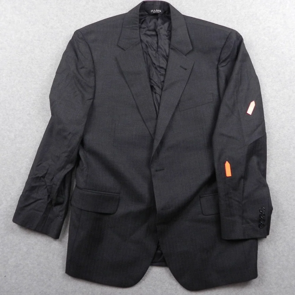 Jos A Bank Blazer Mens 43R Signature Wool 2-Button Suit Jacket Coat Gray Striped